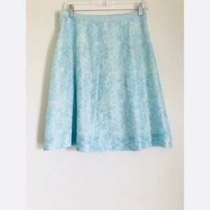 Banana Republic Blue Aline Silk Midi Floral Skirt
